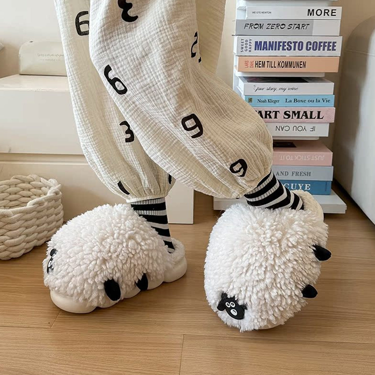 Lamb Cotton Slippers Cute Cartoon Slippers for Winter