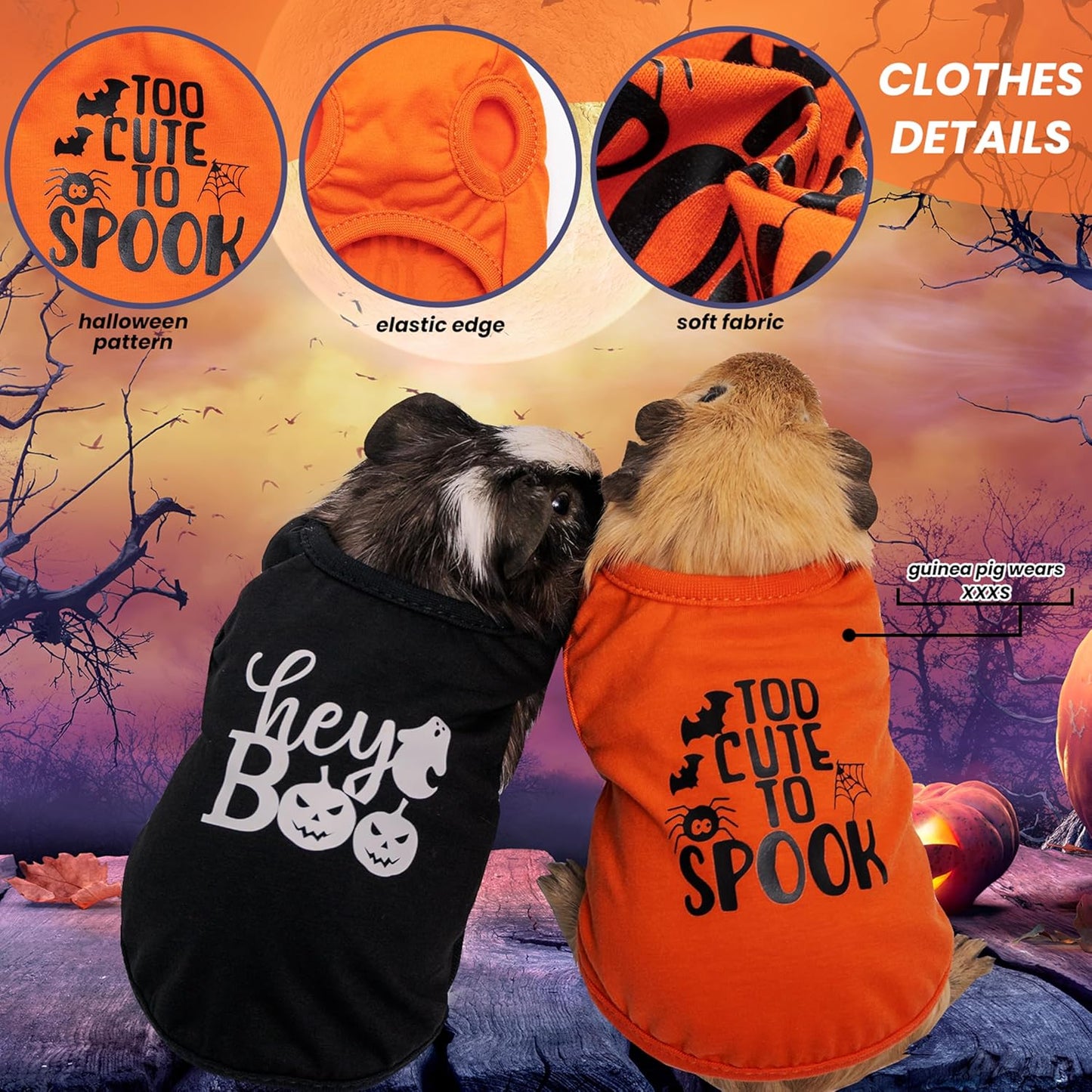 LAPOLAR Clothing for Animals, 2 Pack Soft Fleece Cute Small Animals Costume T-Shirt Pet Apparel for Rat Rabbit Chinchilla Kitten Chihuahua Puppy Ferret