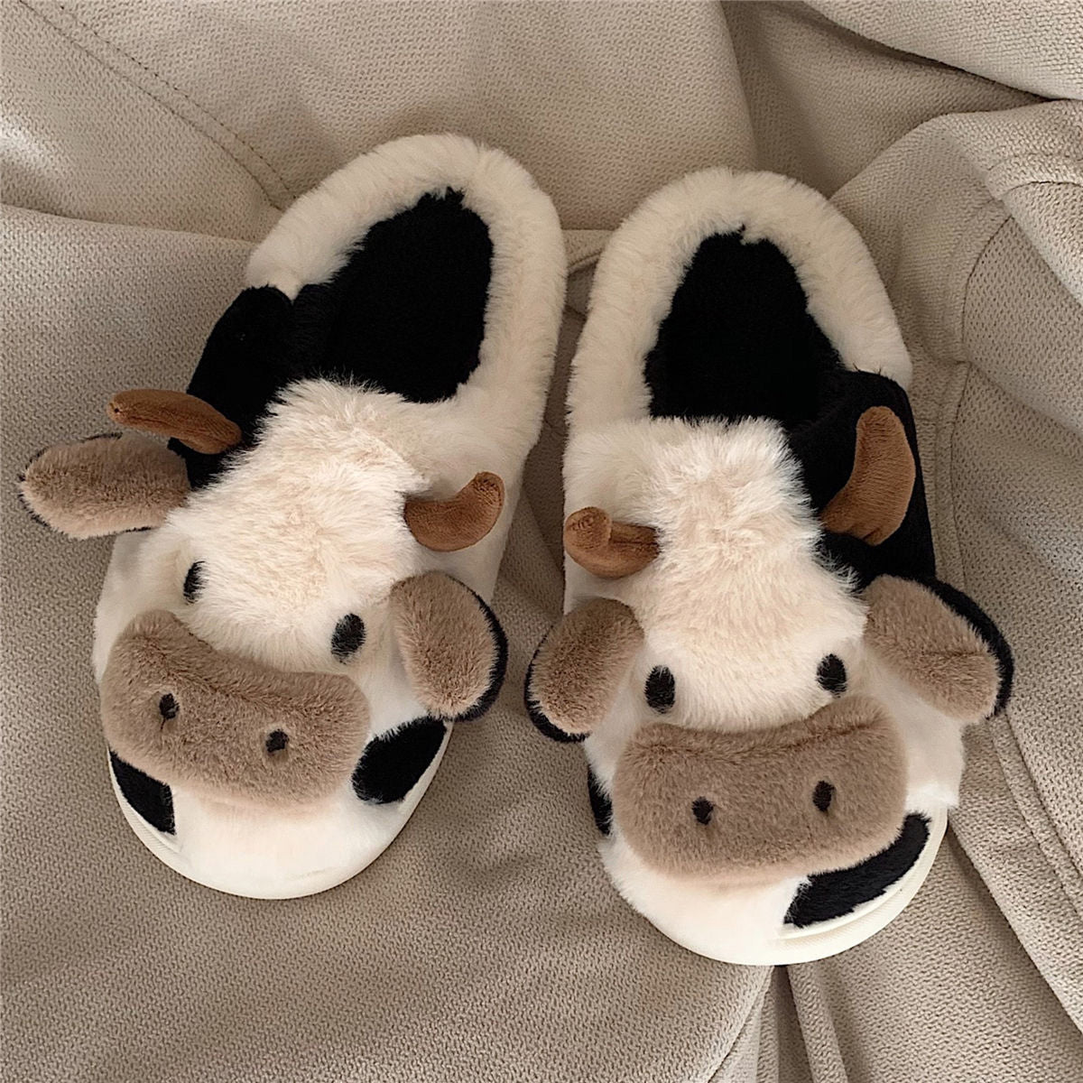 Cow-Shaped Cotton Slippers Non-Slip Slippers