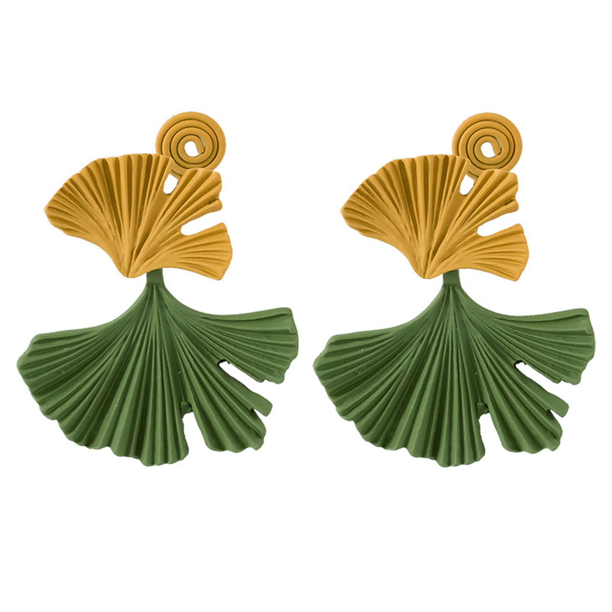 Retro Ginkgo Leaf Contrasting Earrings