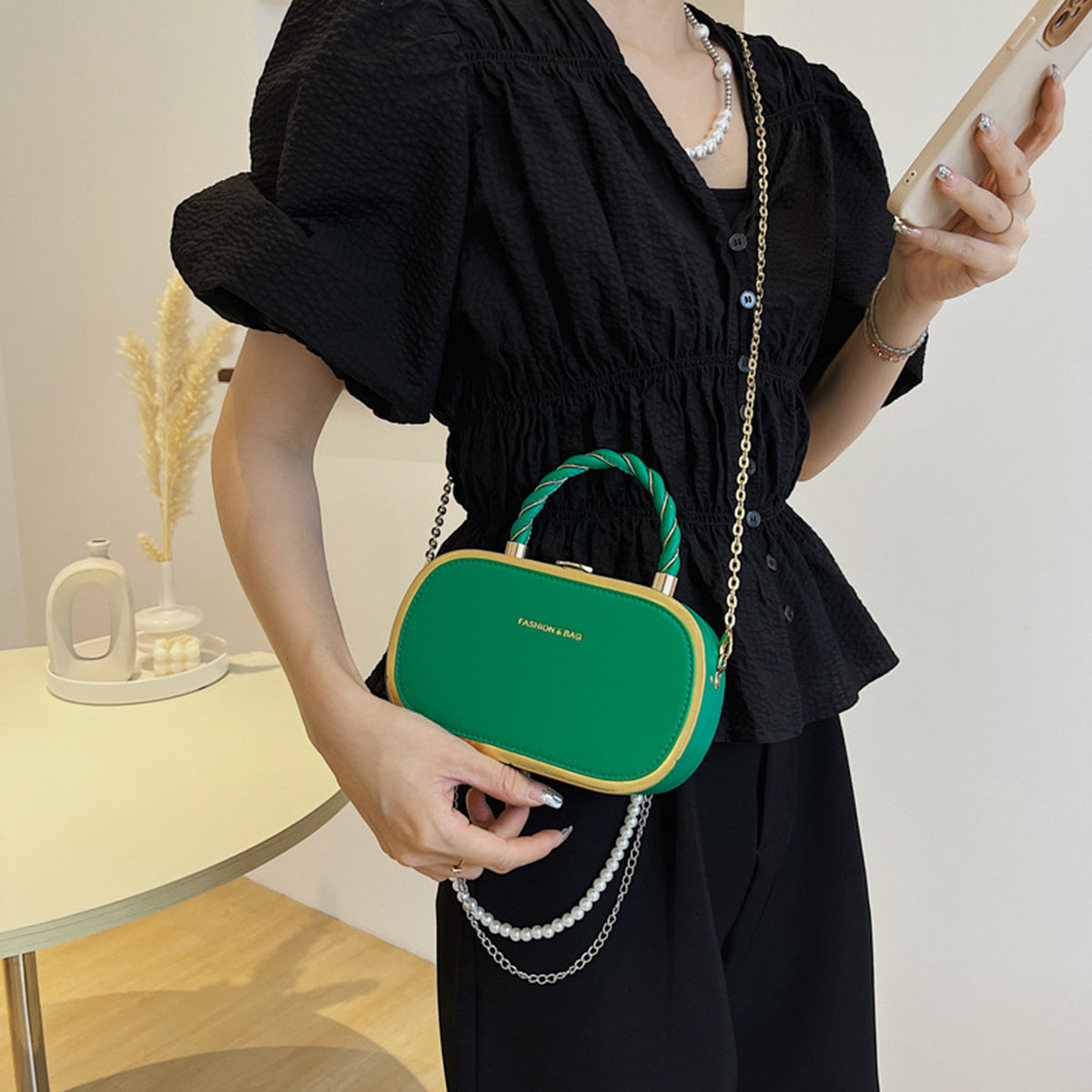 Chain Box Bag Candy Color Crossbody Commuter Bag