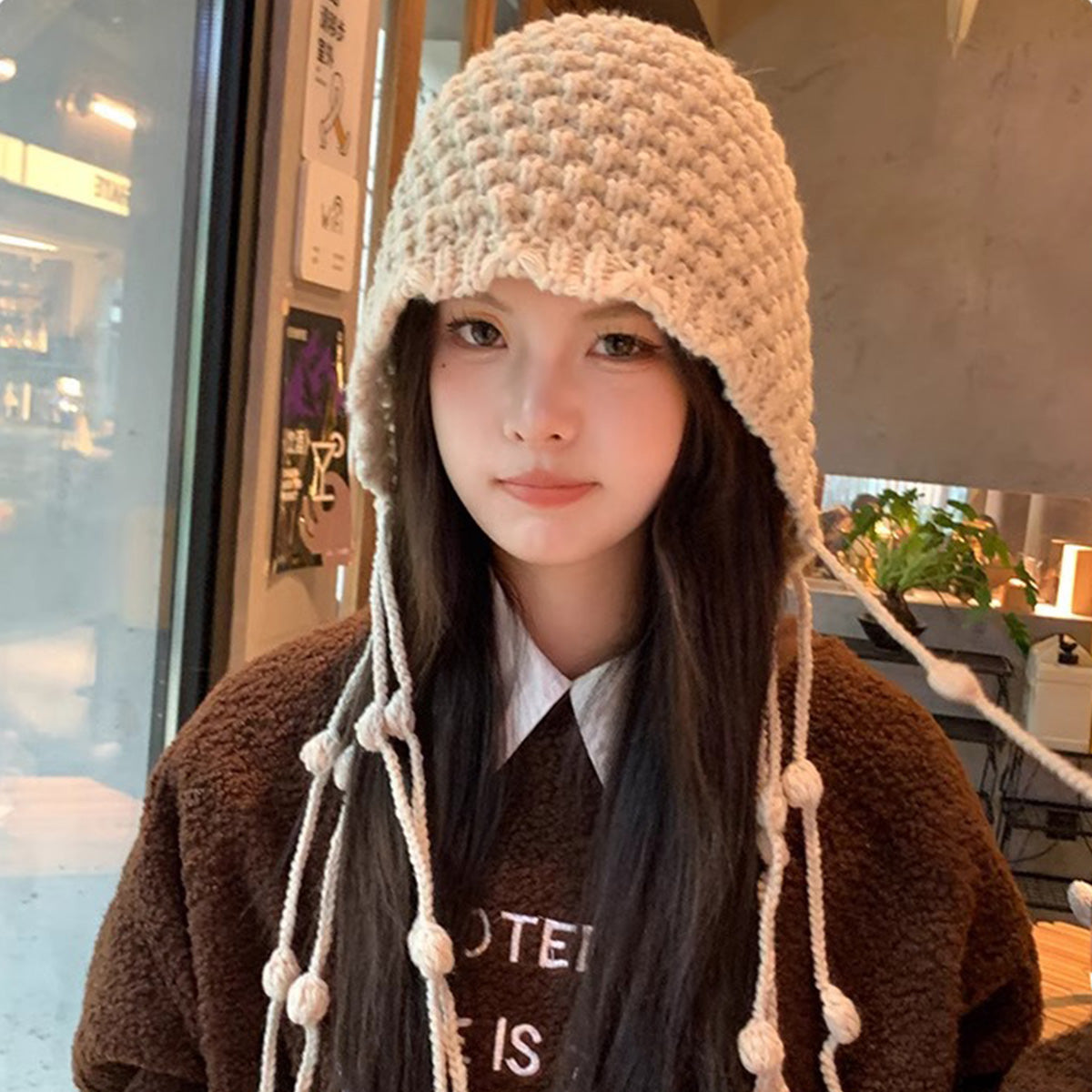 Women's Hand-Woven Tassel Knitted Hat