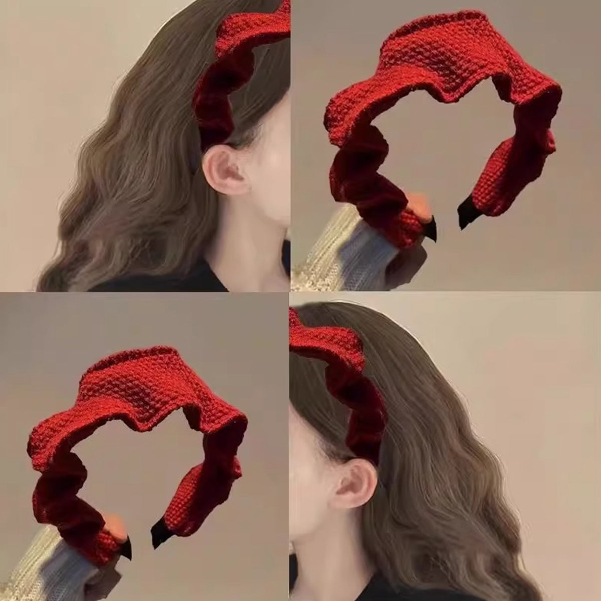 Red Hairband for Women Retro Hairpin Headdress
