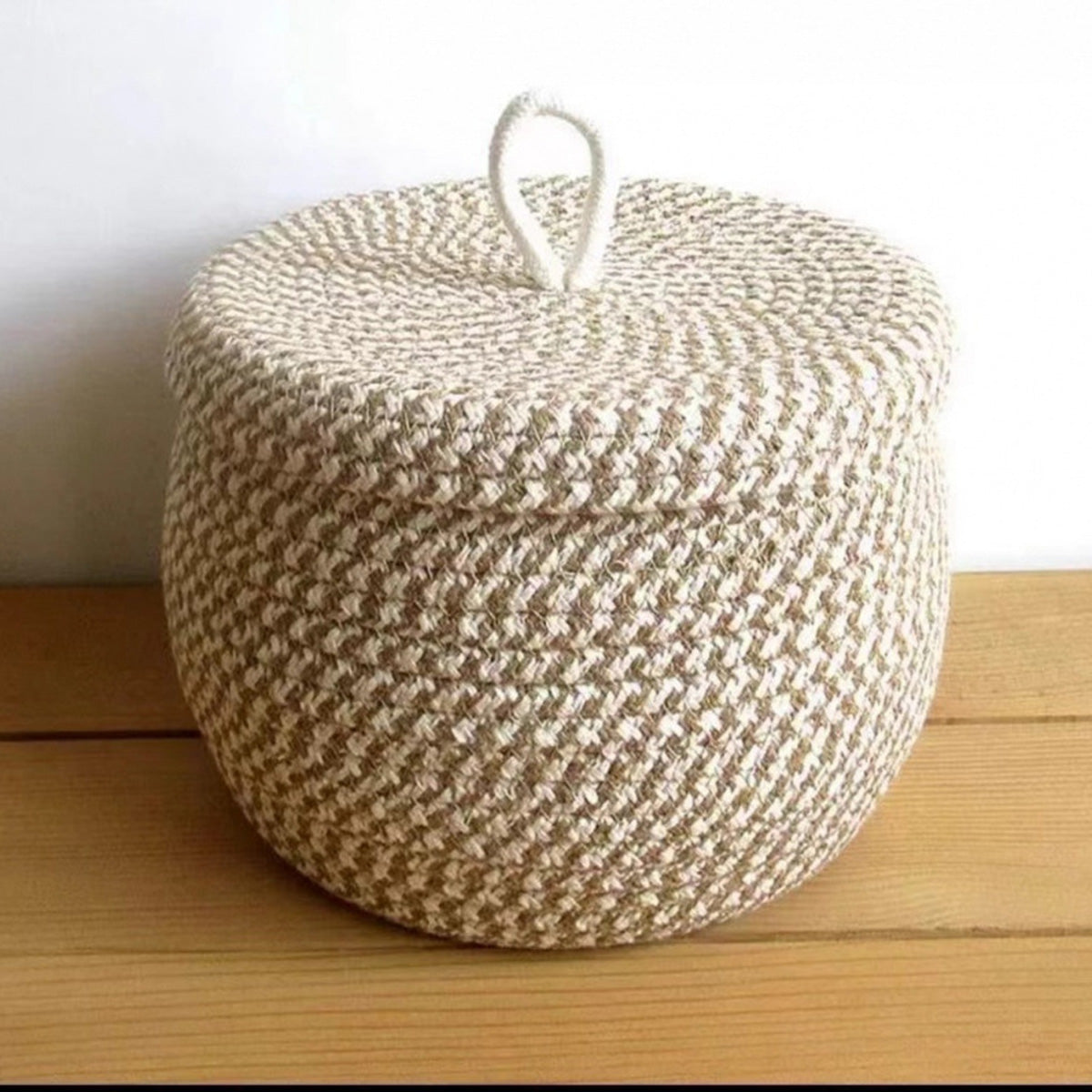 Woven Storage Basket, Round Storage Basket With Lid