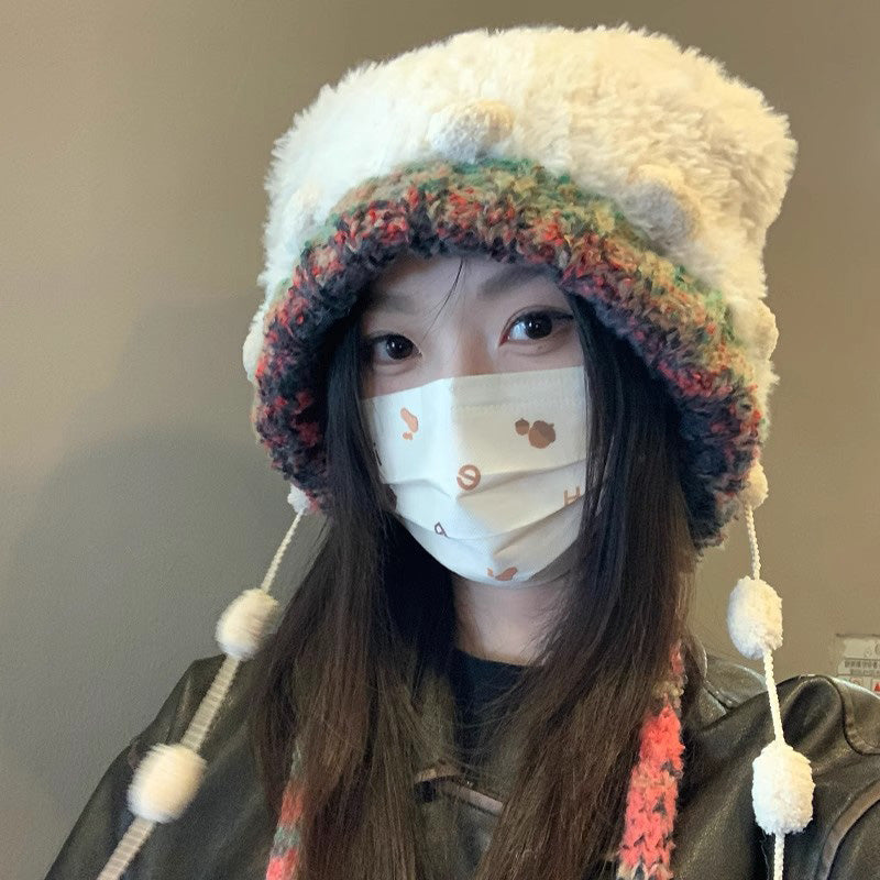 Korean Style Warm Bear Plush Hat