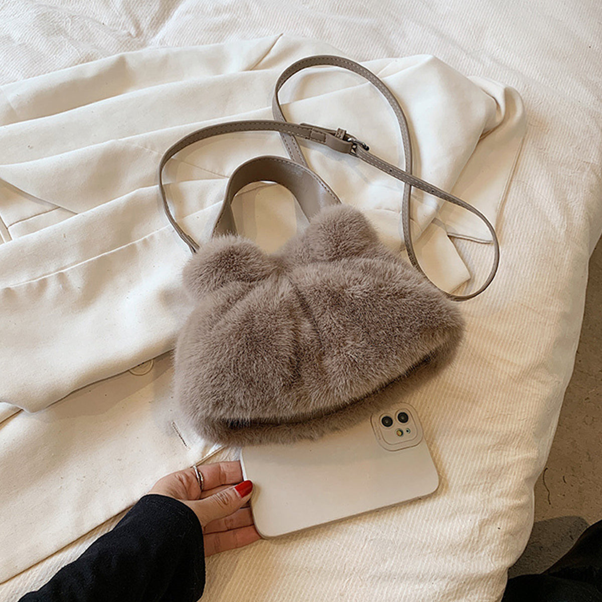 Pleated Plush Bag Handbag Crossbody Bag