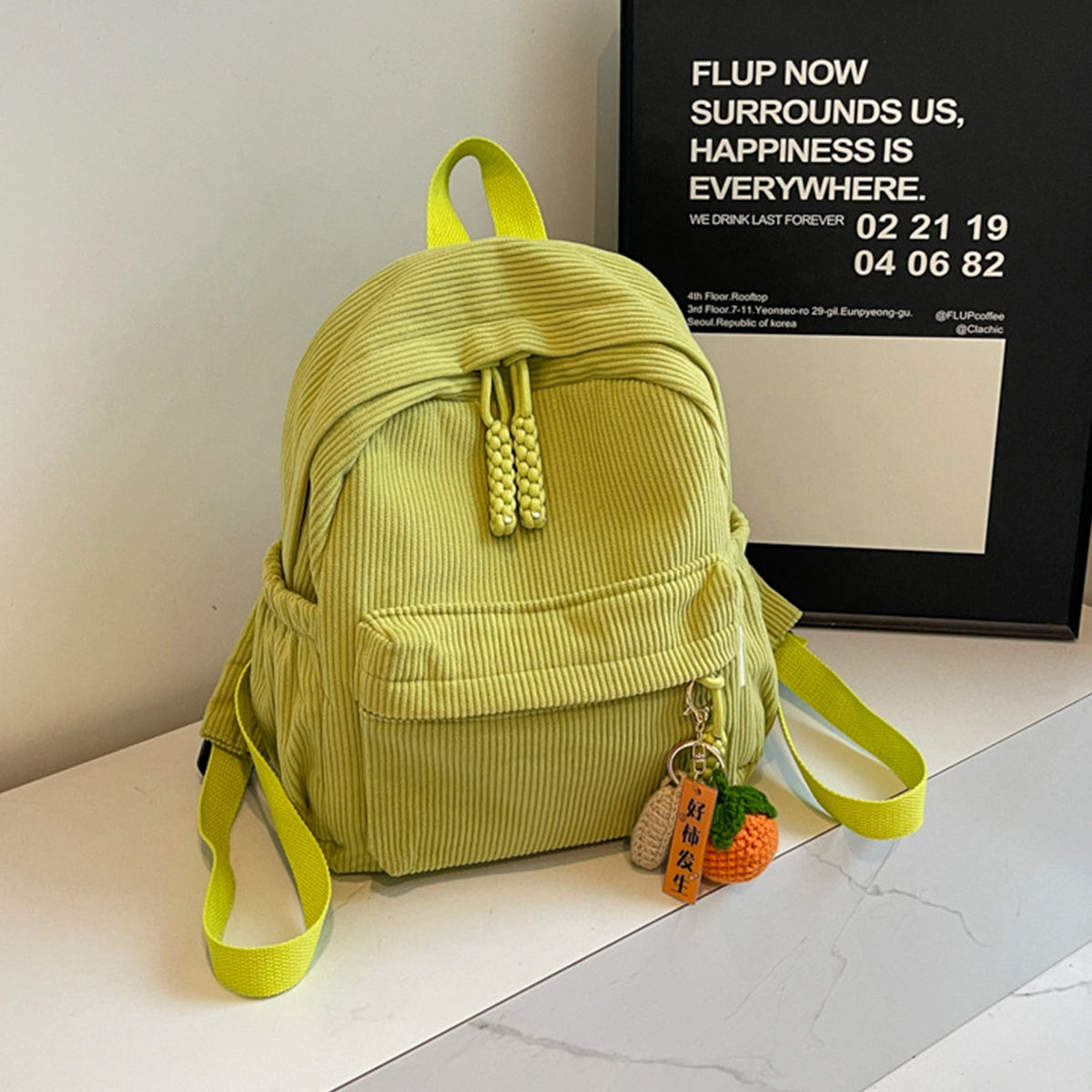 Winter Corduroy Small Backpack Women Casual Backpack