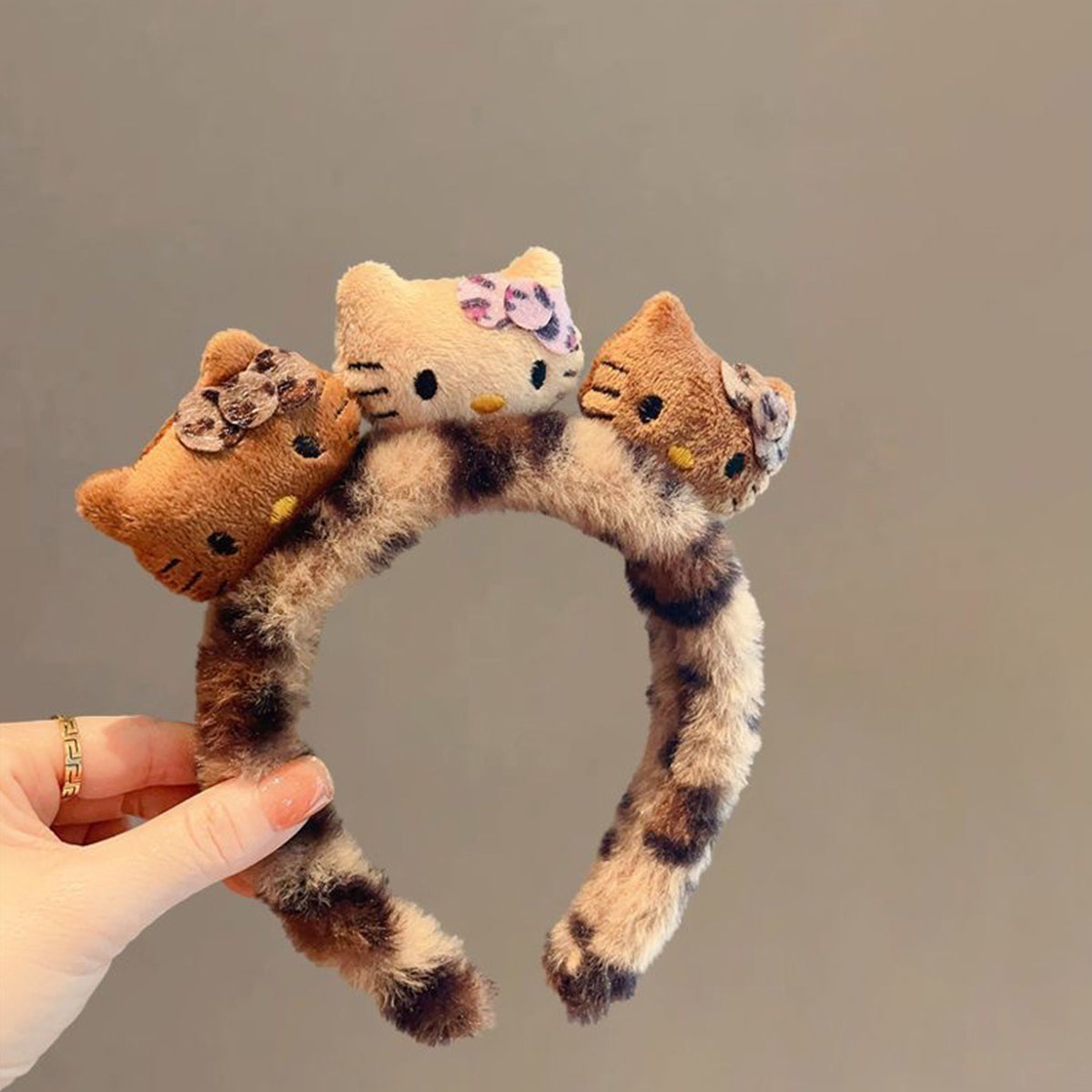 Cat Ear Leopard Plush Headband