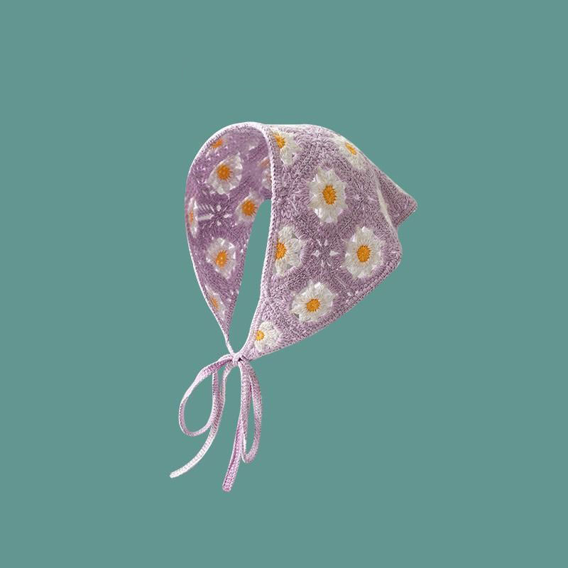 French Flower Triangle Headscarf High-End Teaddress