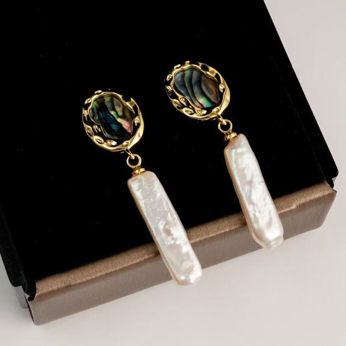 Simple Slender Baroque Opposite-Sex Pearl Earrings