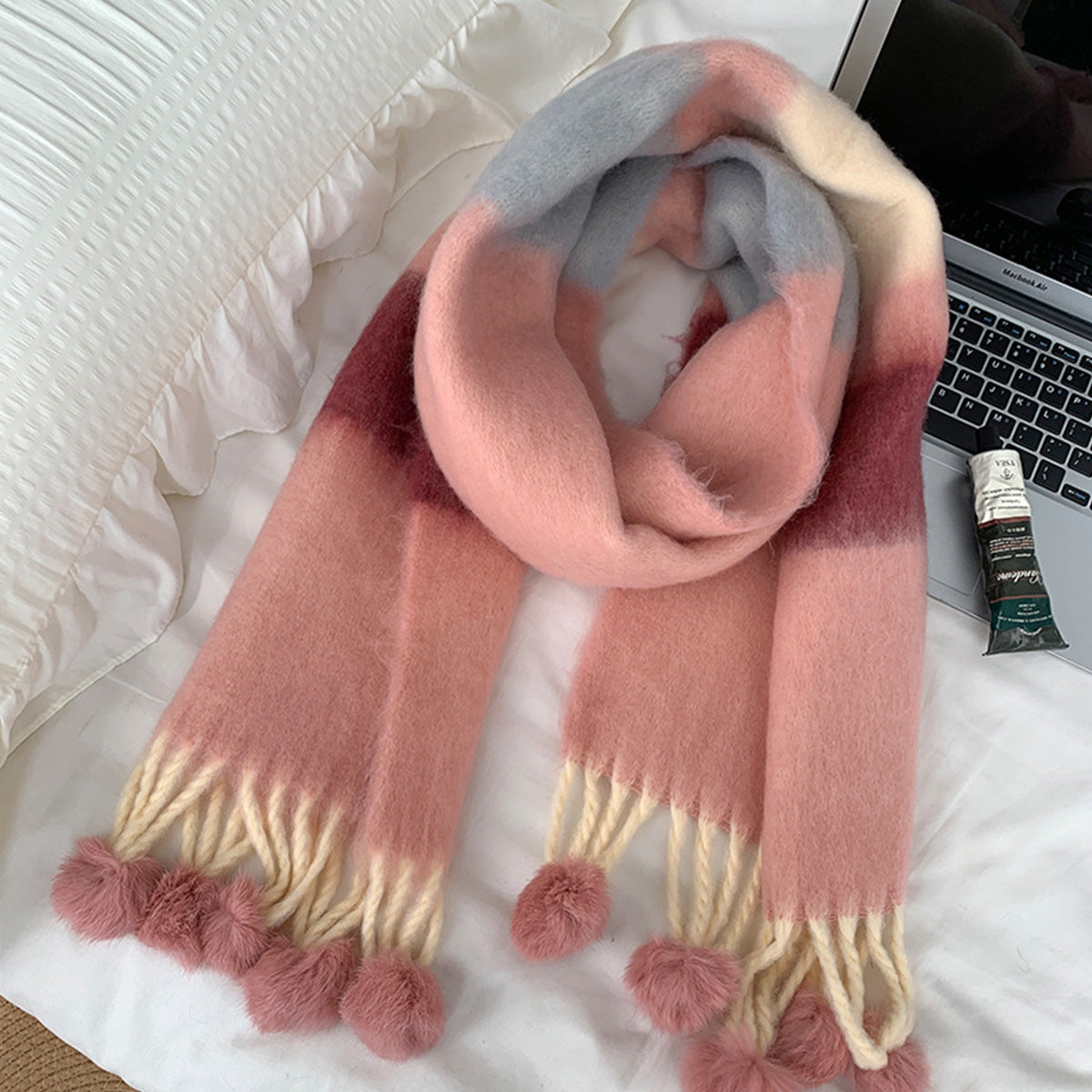 Women's Winter Color Matching Tassel Scarf