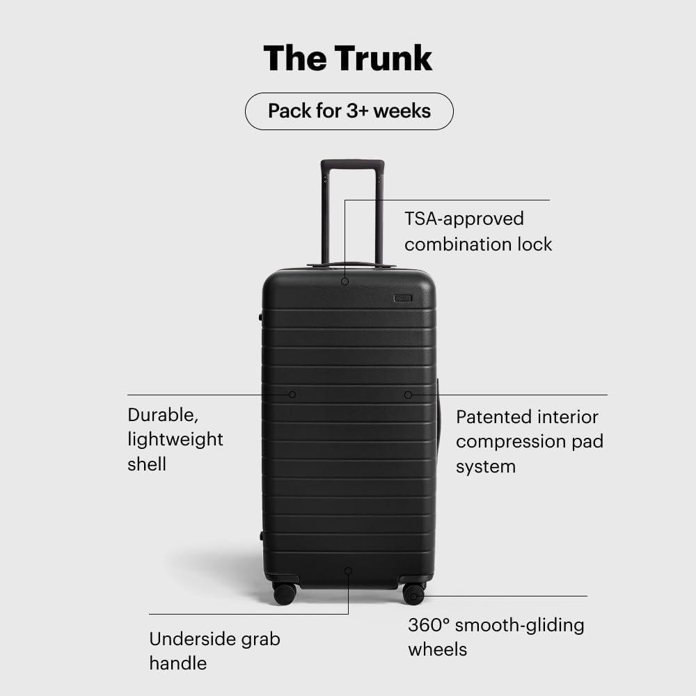 LAPOLAR Large Trunk Luggage, 31 Inch Hardside Suitcase with Spinner Wheels, Lightweight & Durable, TSA Lock, Ideal for Long Trips, Jet Black