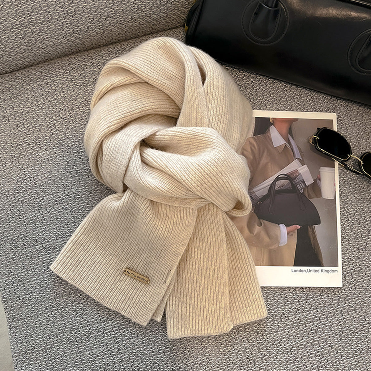 New Knitted Solid Color Small Scarf Thickened Scarf