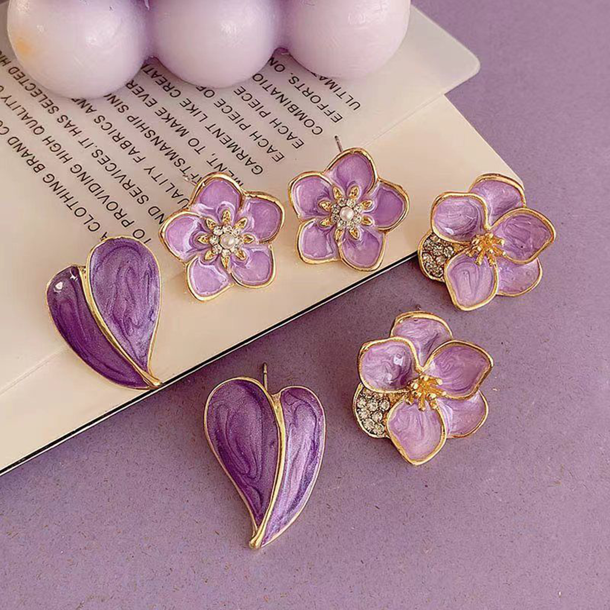 Super Fairy Taro Purple High-End Temperament Earrings