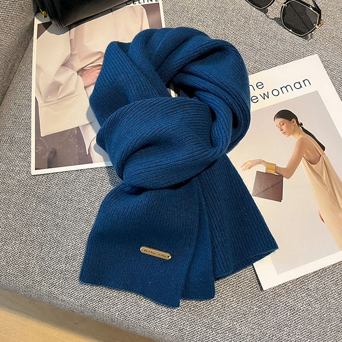 New Knitted Solid Color Small Scarf Thickened Scarf