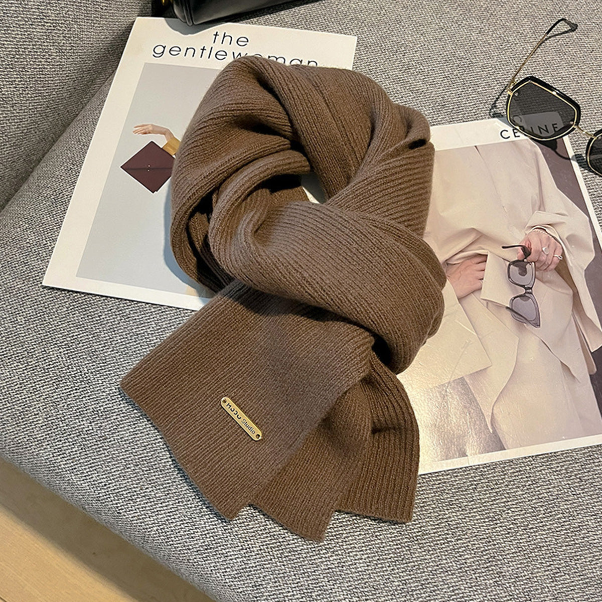 New Knitted Solid Color Small Scarf Thickened Scarf