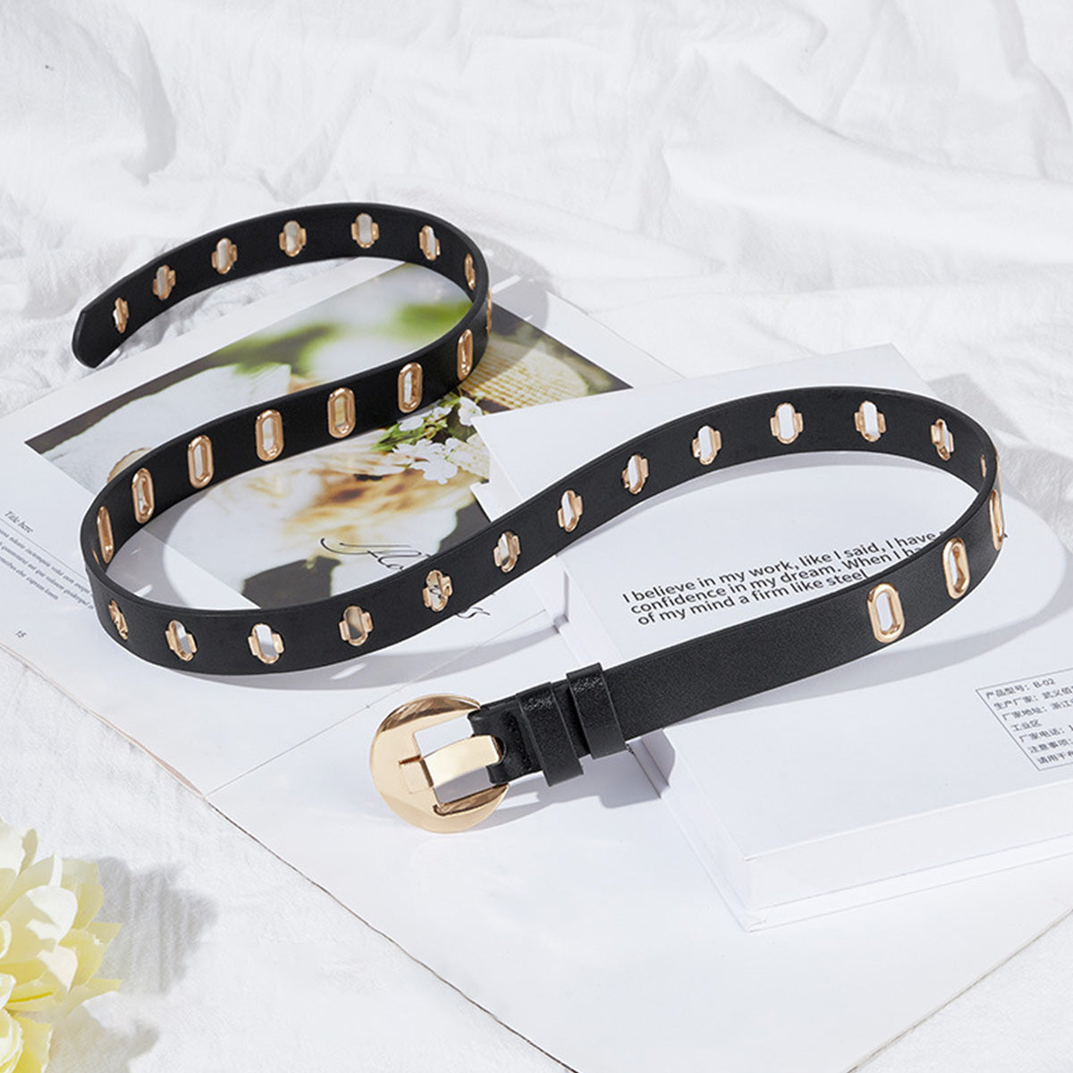 Multi-hole Round Buckle Steam Eyelet Jeans Belt
