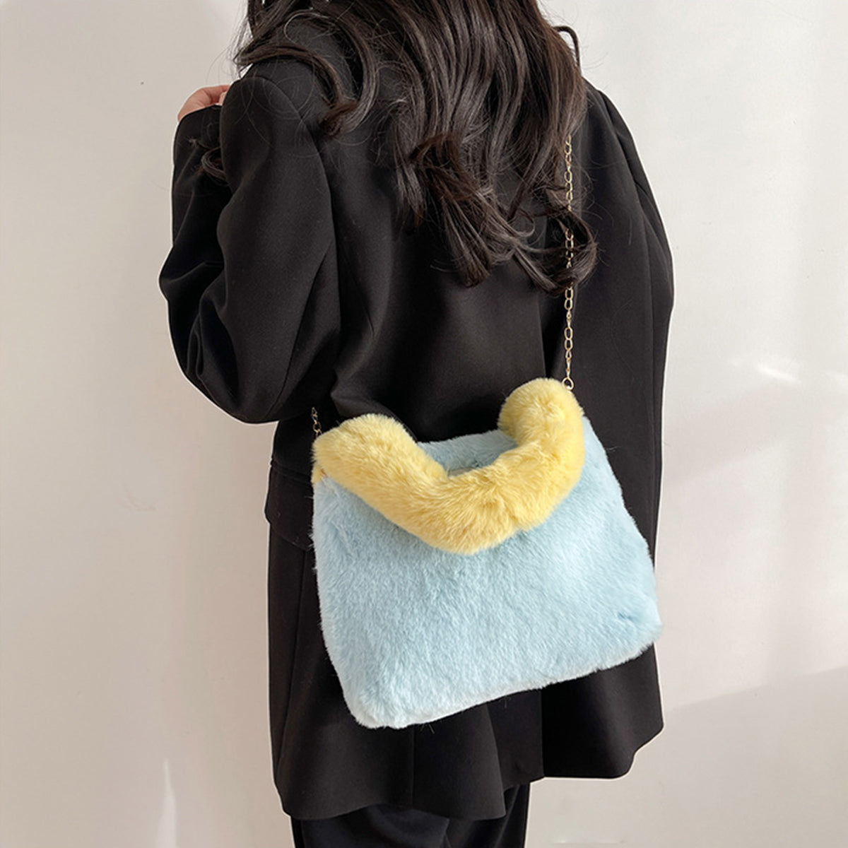 Autumn Winter Crossbody Plush Bucket Bag