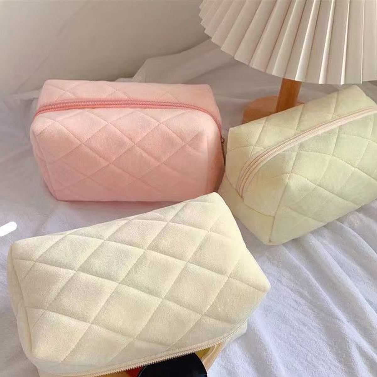 Diamond Quilted Cosmetic Bag Hand-held Storage Bag