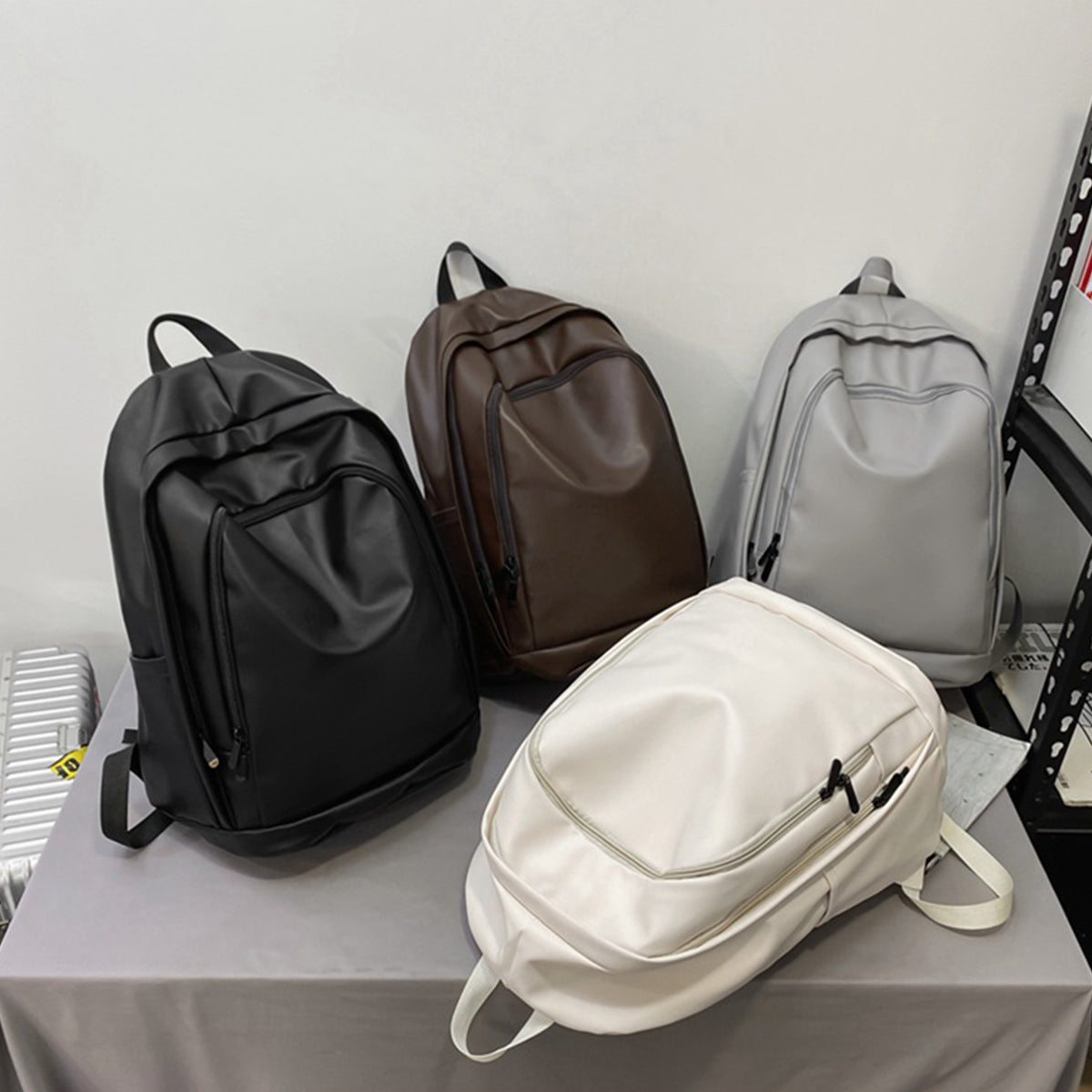 Men PU Soft Leather Large Capacity Backpack