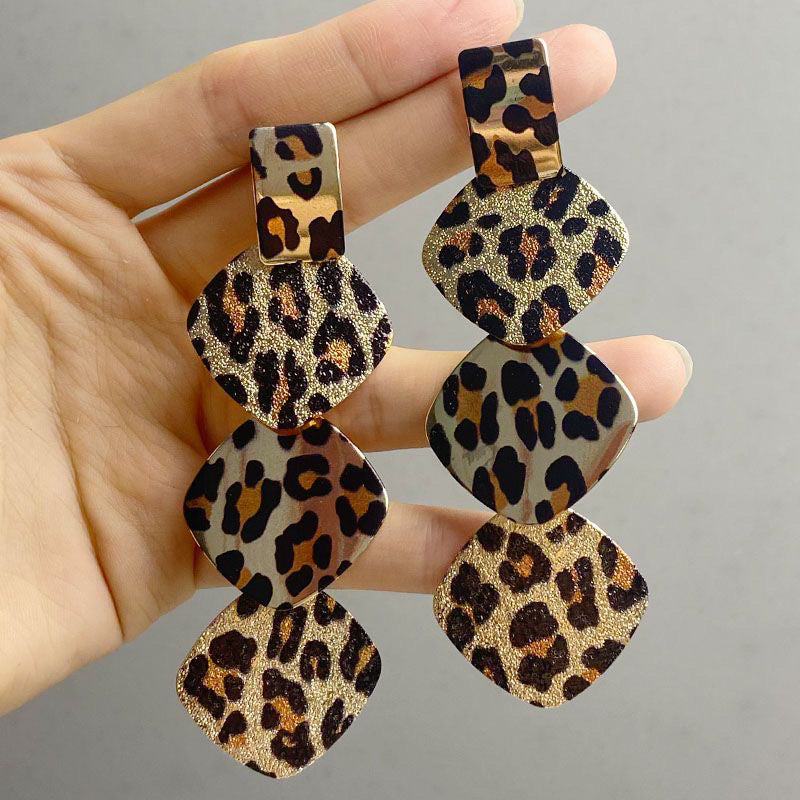 Fashion Leopard Print Round Water Drop Earrings