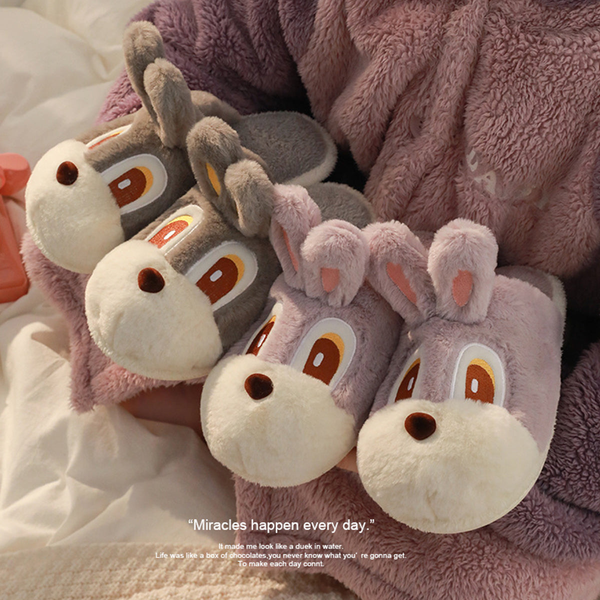 Cute Rabbit Cotton Slippers Indoor Home Warm Cartoon Slippers