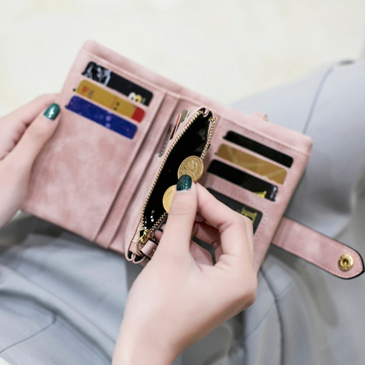 Women's Frosted Large Capacity Short Wallet