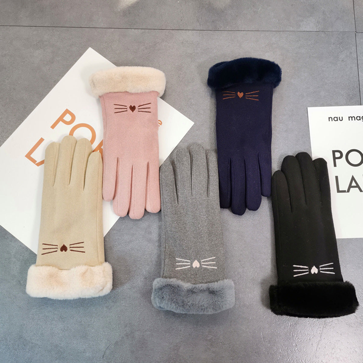 Women's Winter Velvet Gloves Warm Touch Screen Gloves