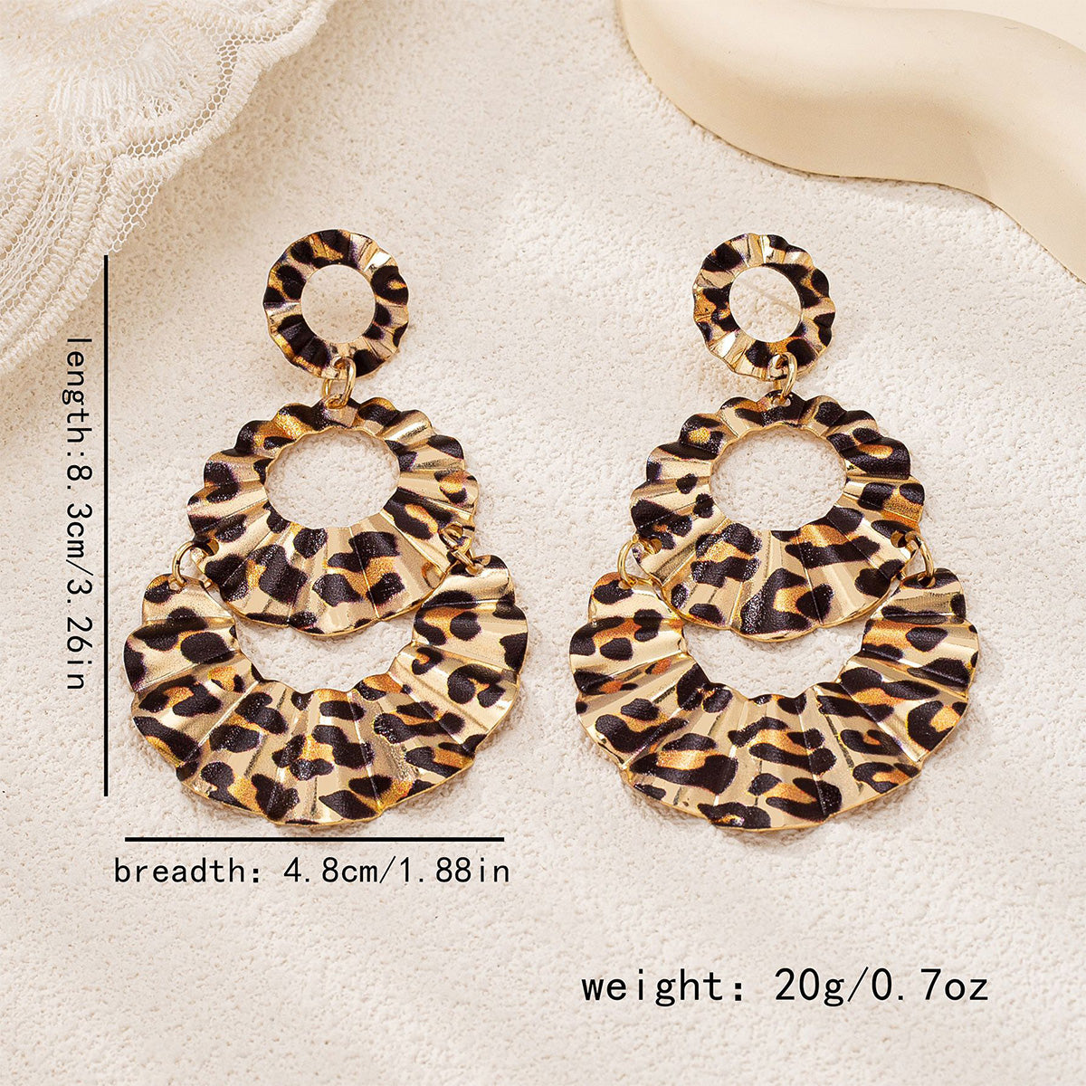 Pleated Leopard Scalloped Fashion Earrings