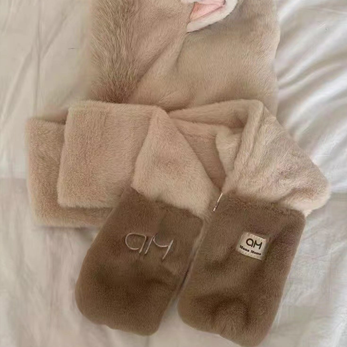 Plush Warm Scarf Three-Piece Suit for Women