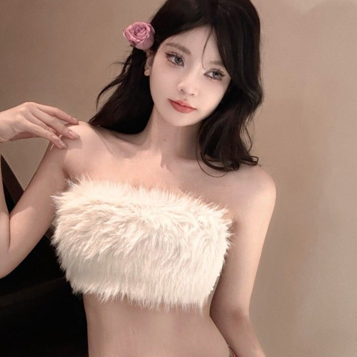 Plush White Ultra-Short Tube Top