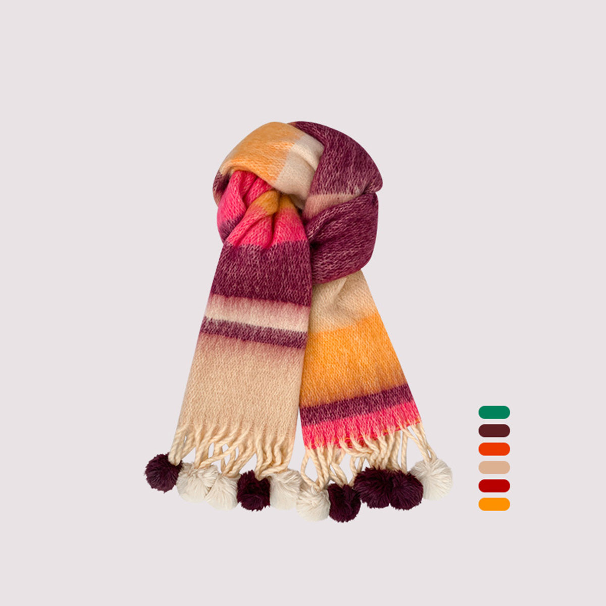 Rainbow Striped Scarf for Women Winter Scarf