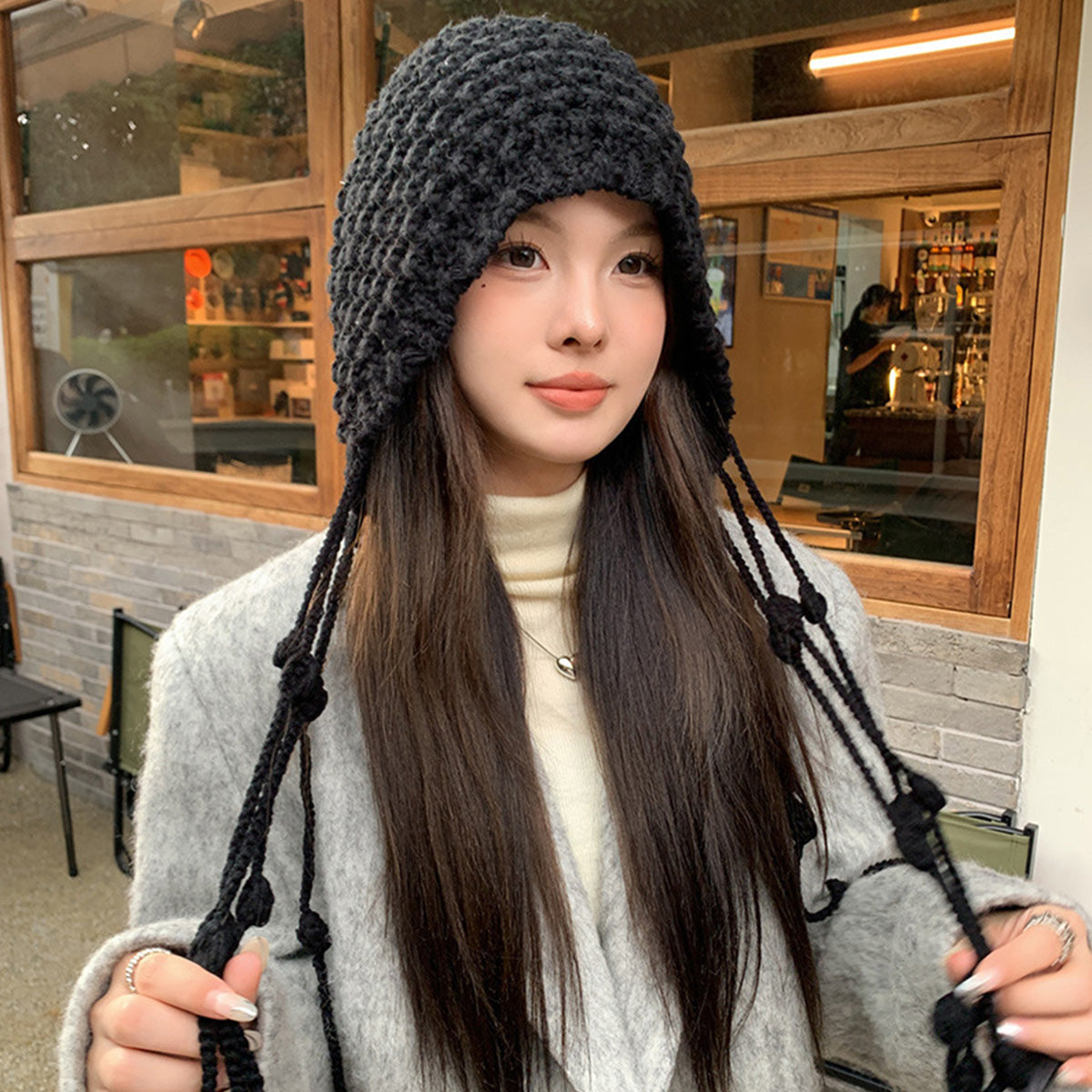 Women's Hand-Woven Tassel Knitted Hat