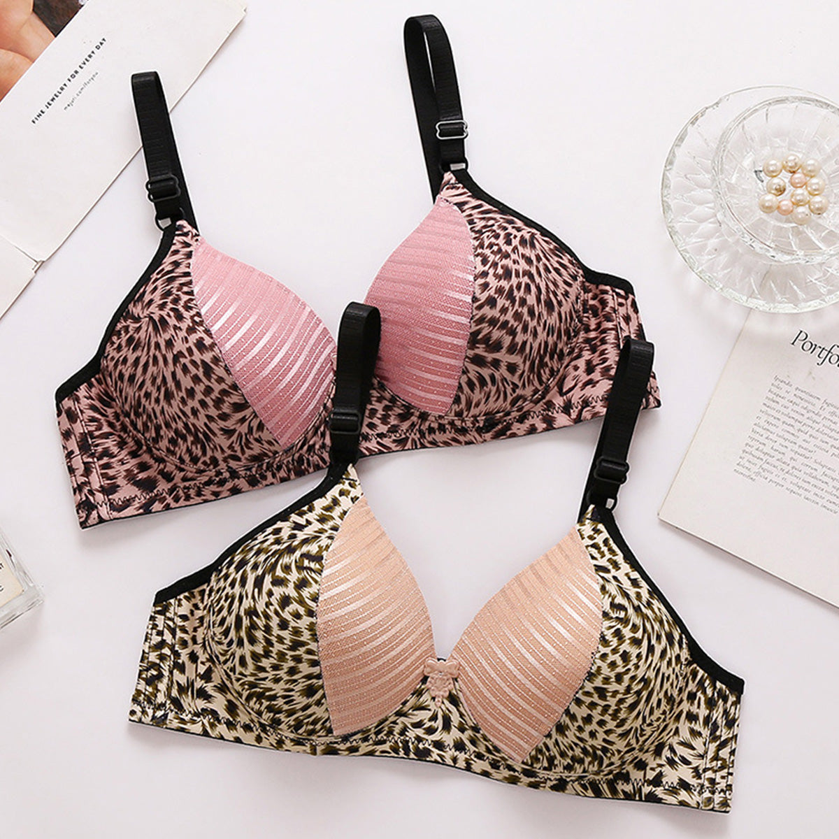 Comfortable Leopard Print Underwire-Free Bra