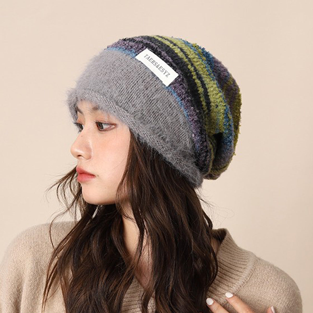Gradient Plush Knitted Hat for Women