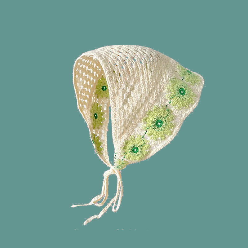French Flower Triangle Headscarf High-End Teaddress