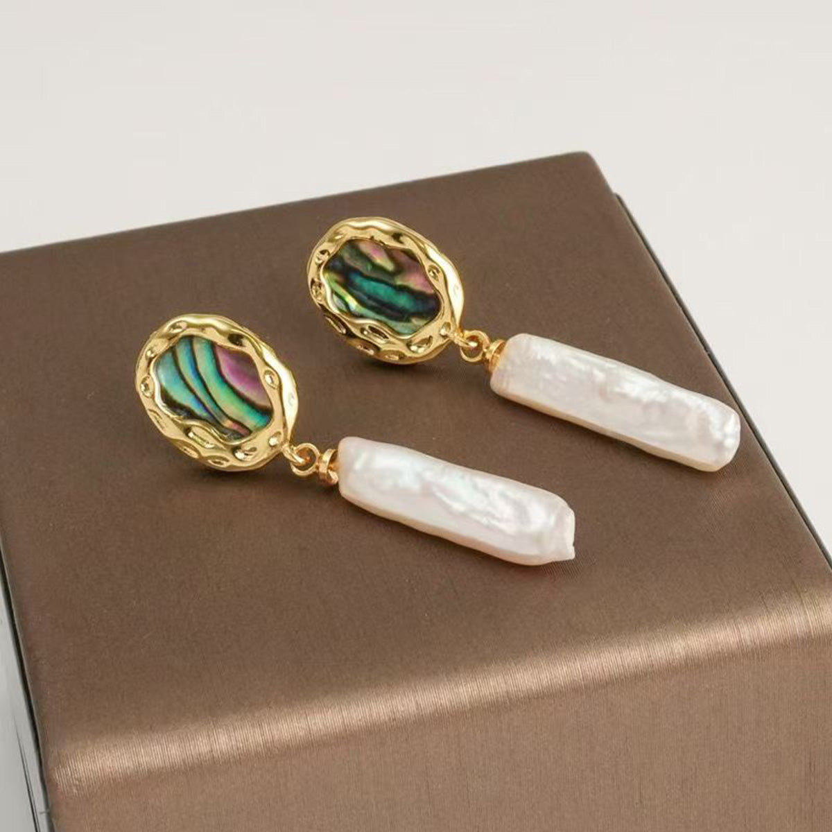 Simple Slender Baroque Opposite-Sex Pearl Earrings