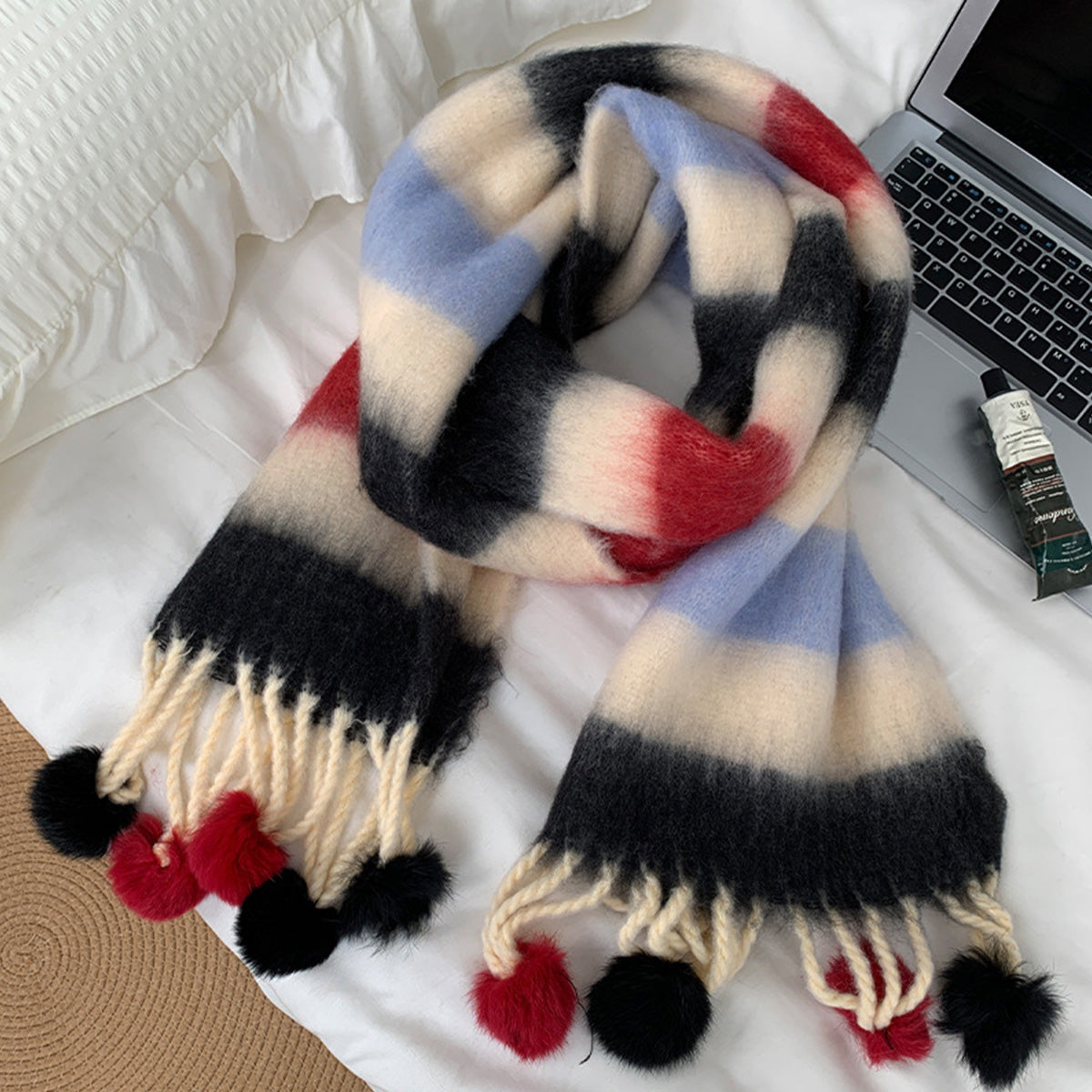 Women's Winter Color Matching Tassel Scarf