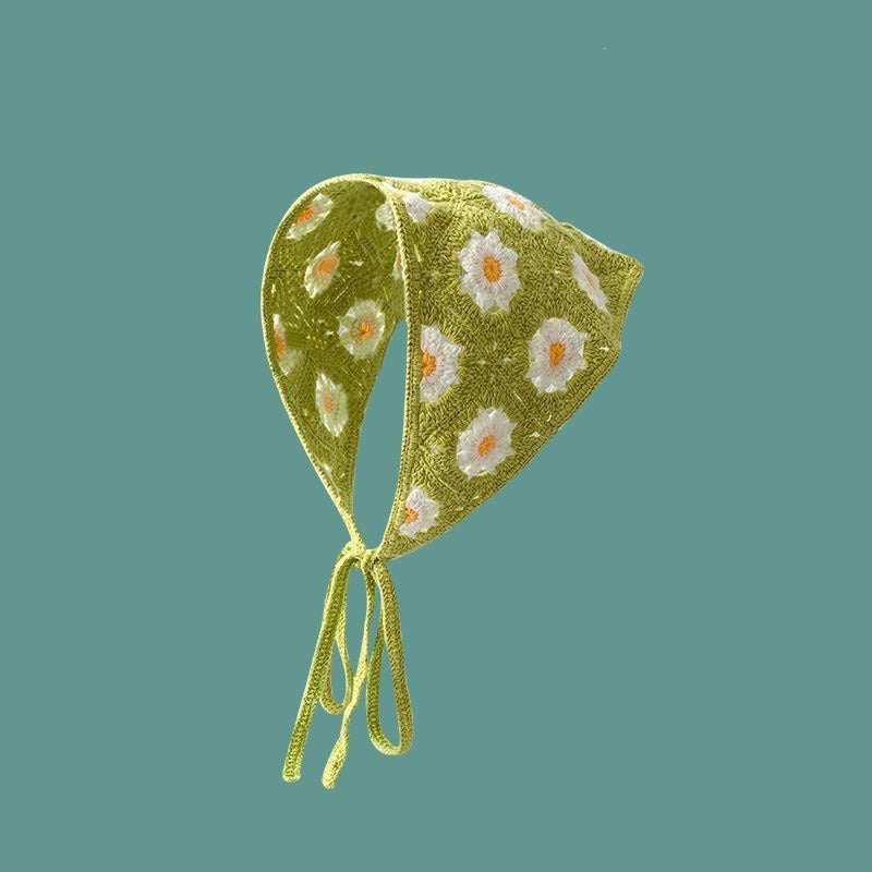 French Flower Triangle Headscarf High-End Teaddress