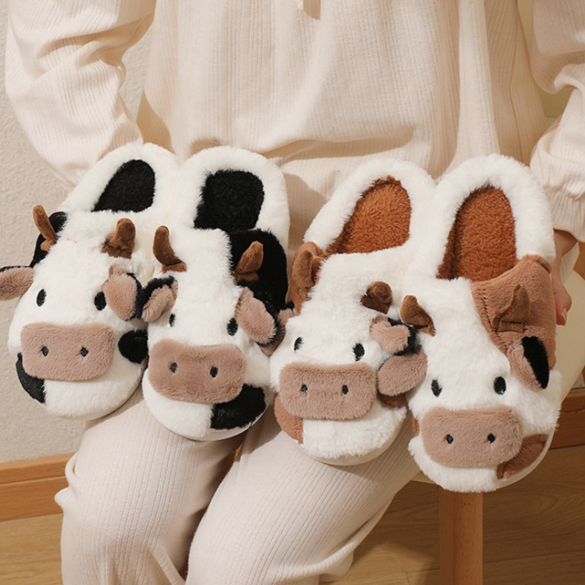 Cow-Shaped Cotton Slippers Non-Slip Slippers