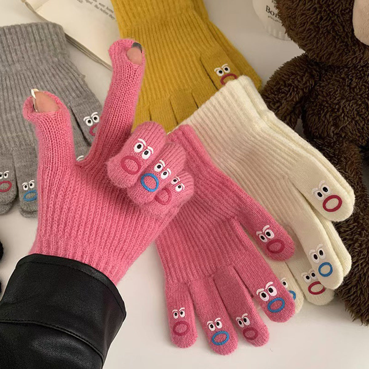 Cute Knitted Wool Gloves With Touch Screen for Winter