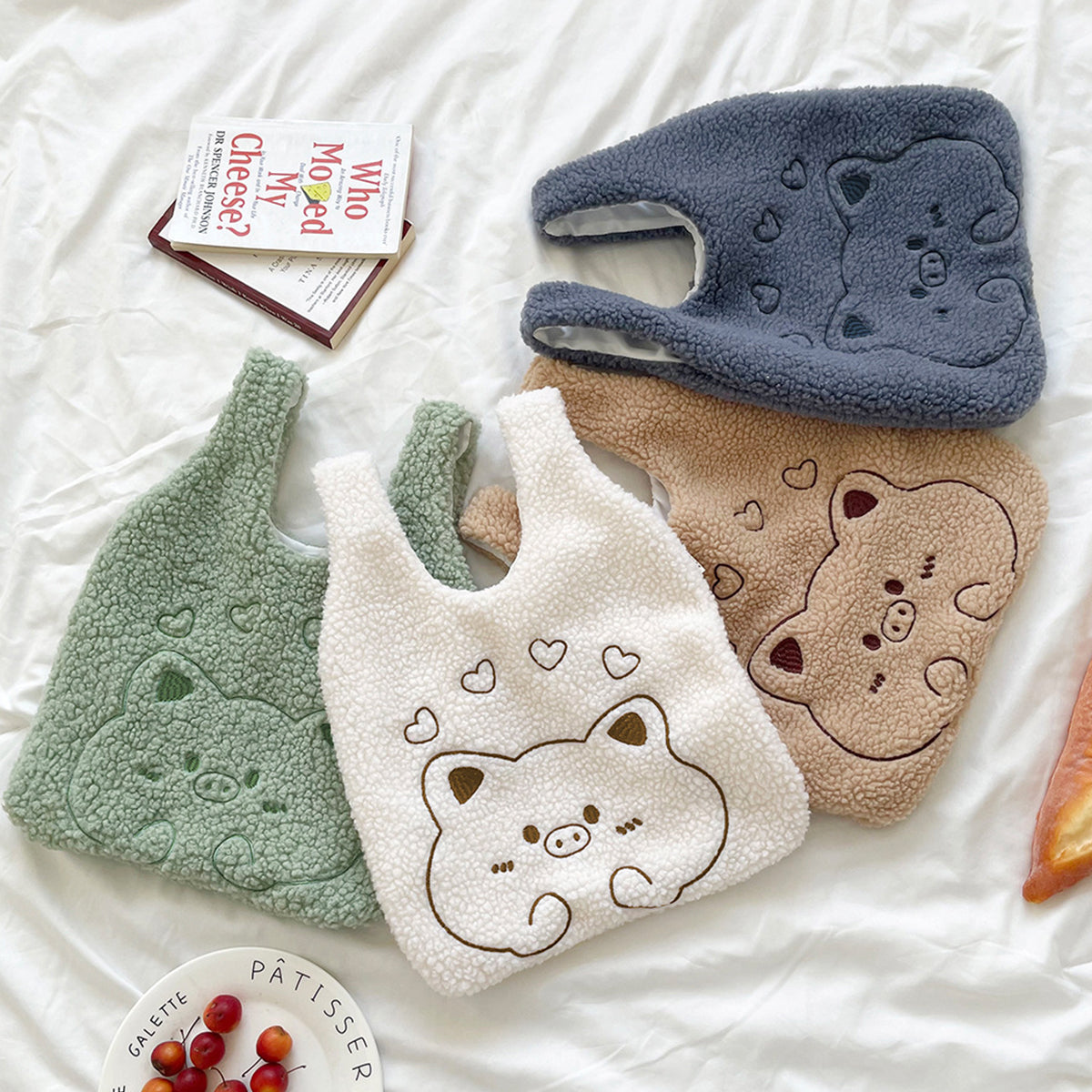 Plush Handbag Embroidered Lamb Wrist Bag