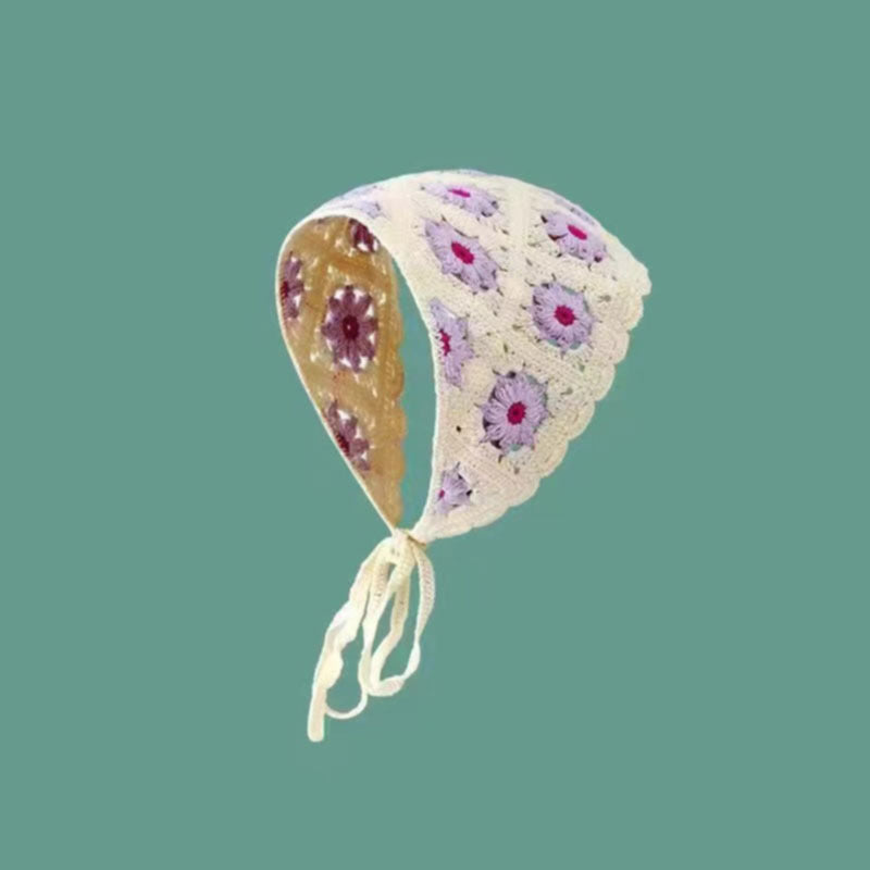 French Flower Triangle Headscarf High-End Teaddress
