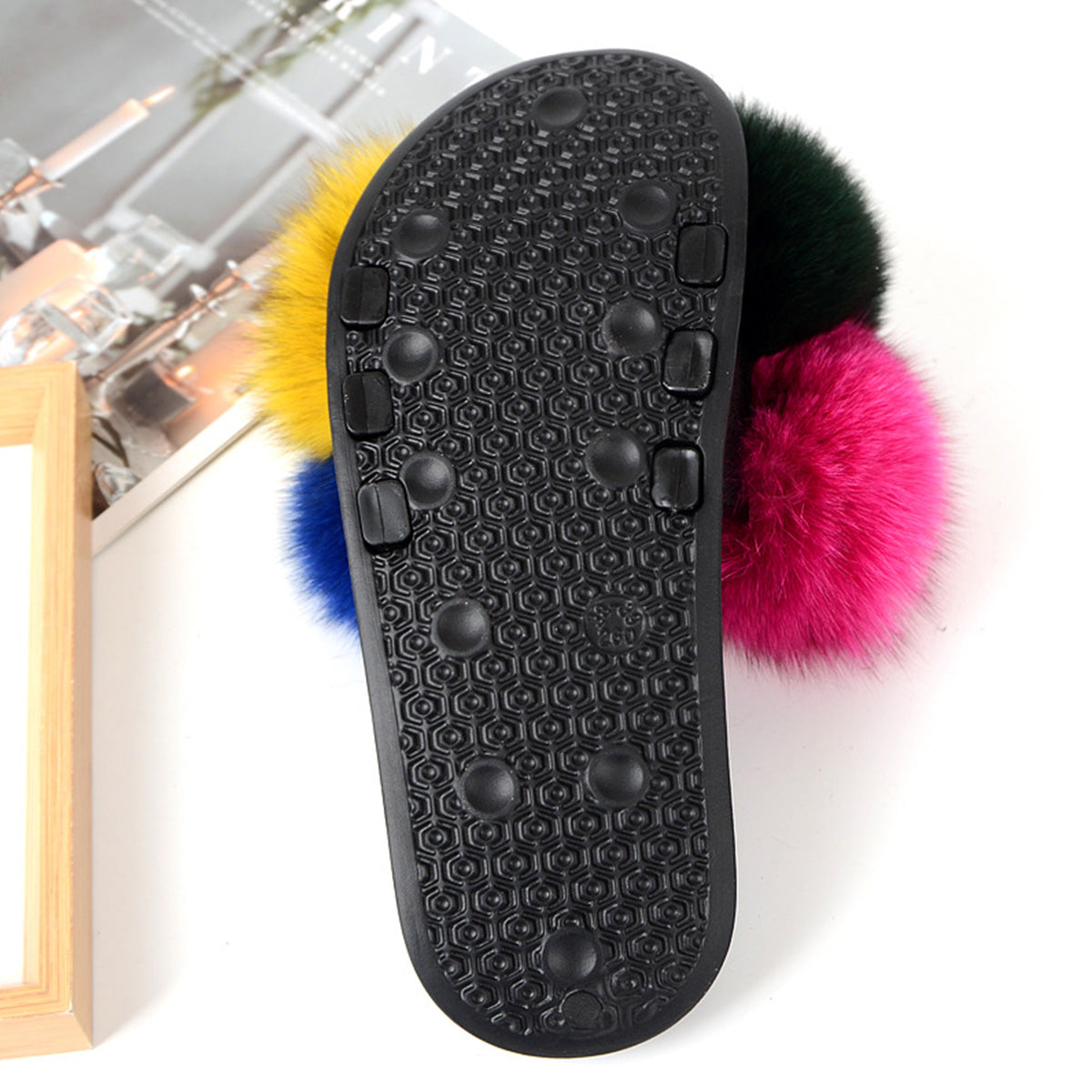 European American Fashion Fox Fur Slippers Women's Fur Slippers