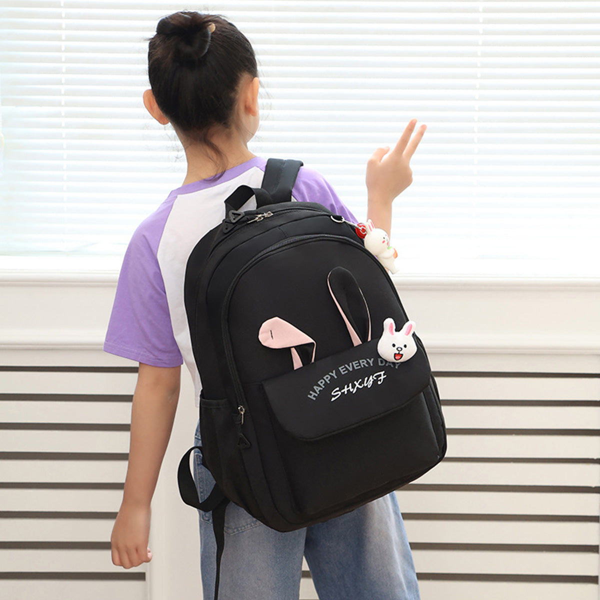 Elementary School Student Backpack with Rabbit Ears