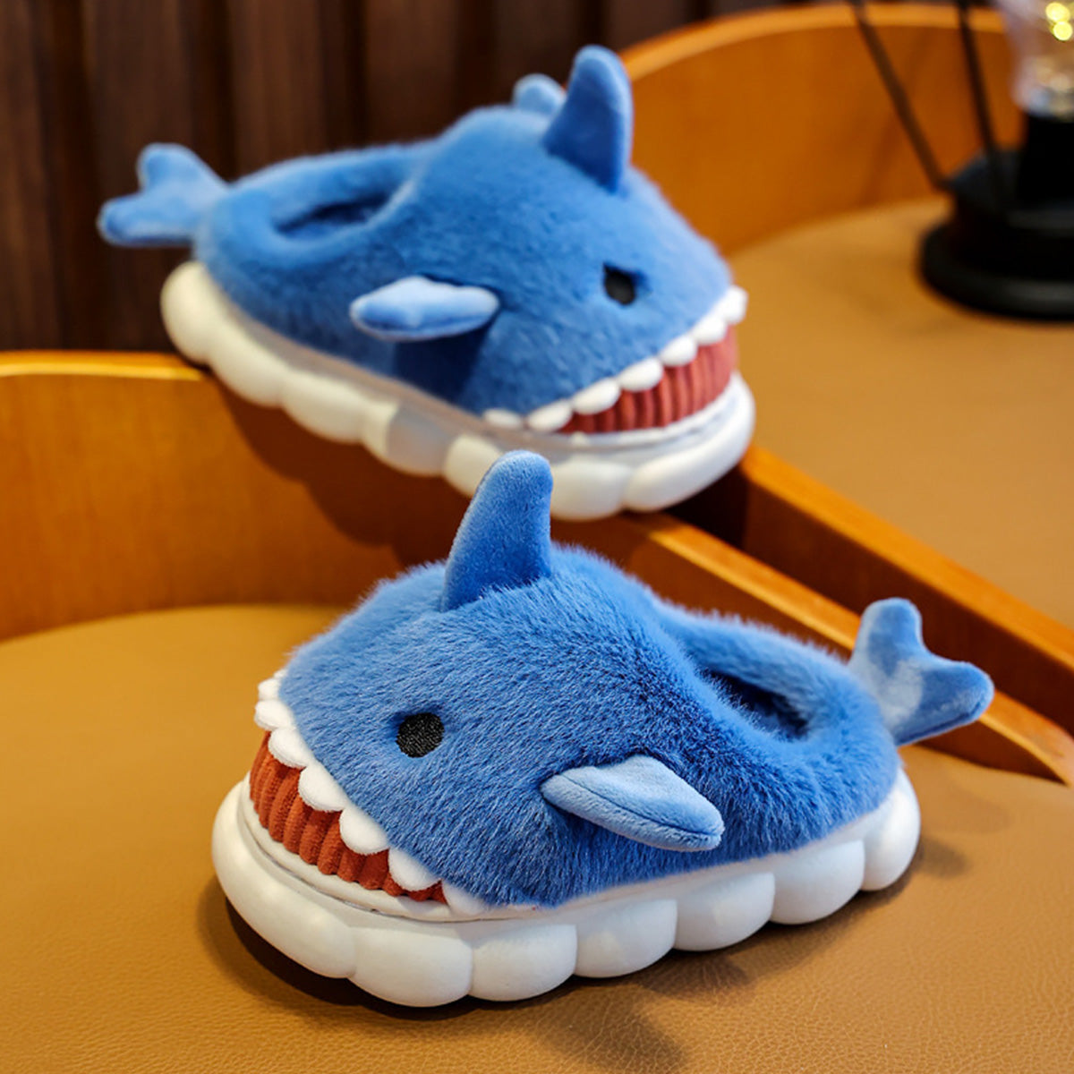 Boys Girls Cartoon Cute Shark Warm Slippers