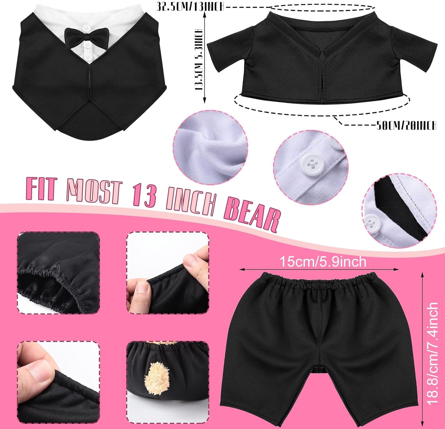 LAPOLAR Set of Clothing for animals, Bear Clothes Suitable for 13-15 Inch Stuffed Animal Clothes, Bear Accessories for Your Own Stuffed Animals on Weddings