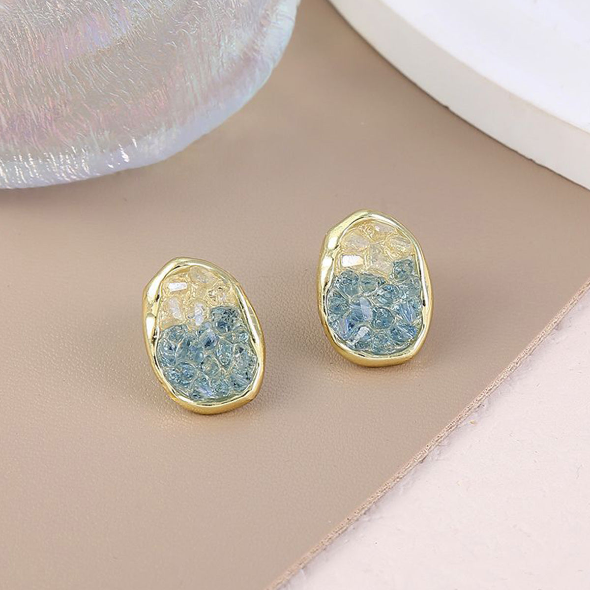 High-End Champagne Zircon Earrings