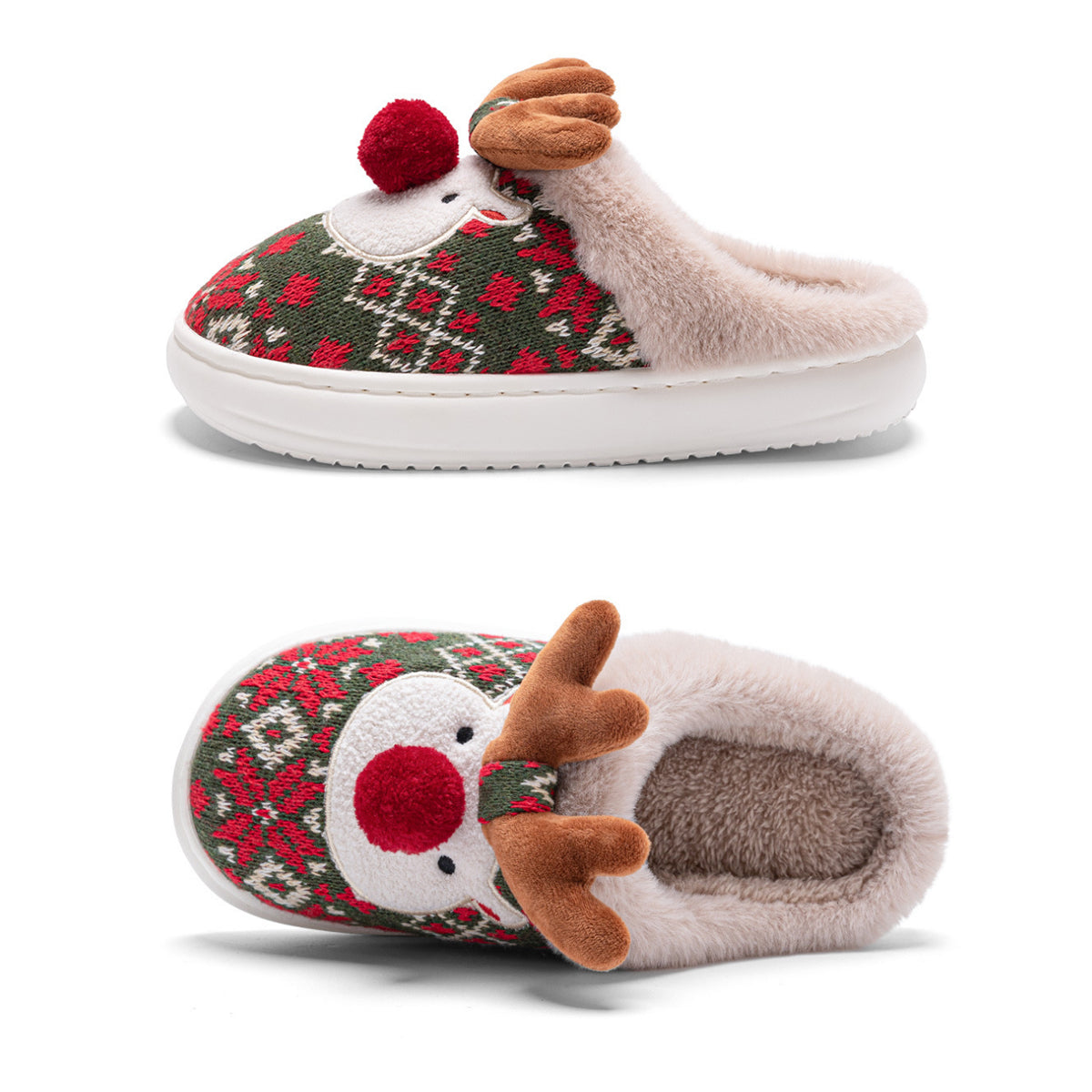 Cute Christmas Elk Cotton Slippers Warm Slippers for Women