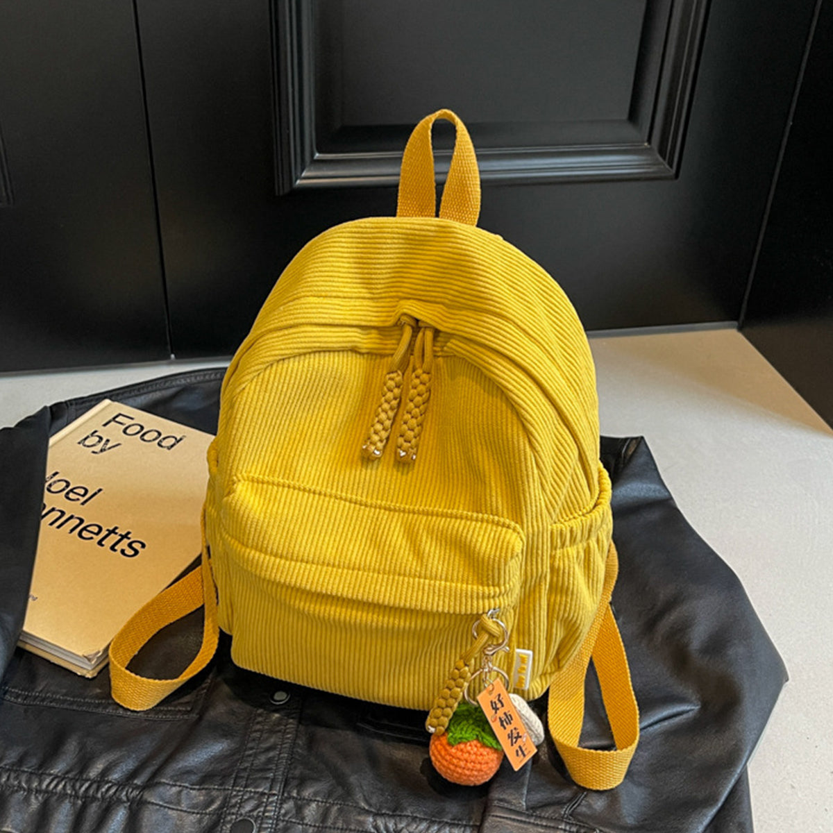 Winter Corduroy Small Backpack Women Casual Backpack